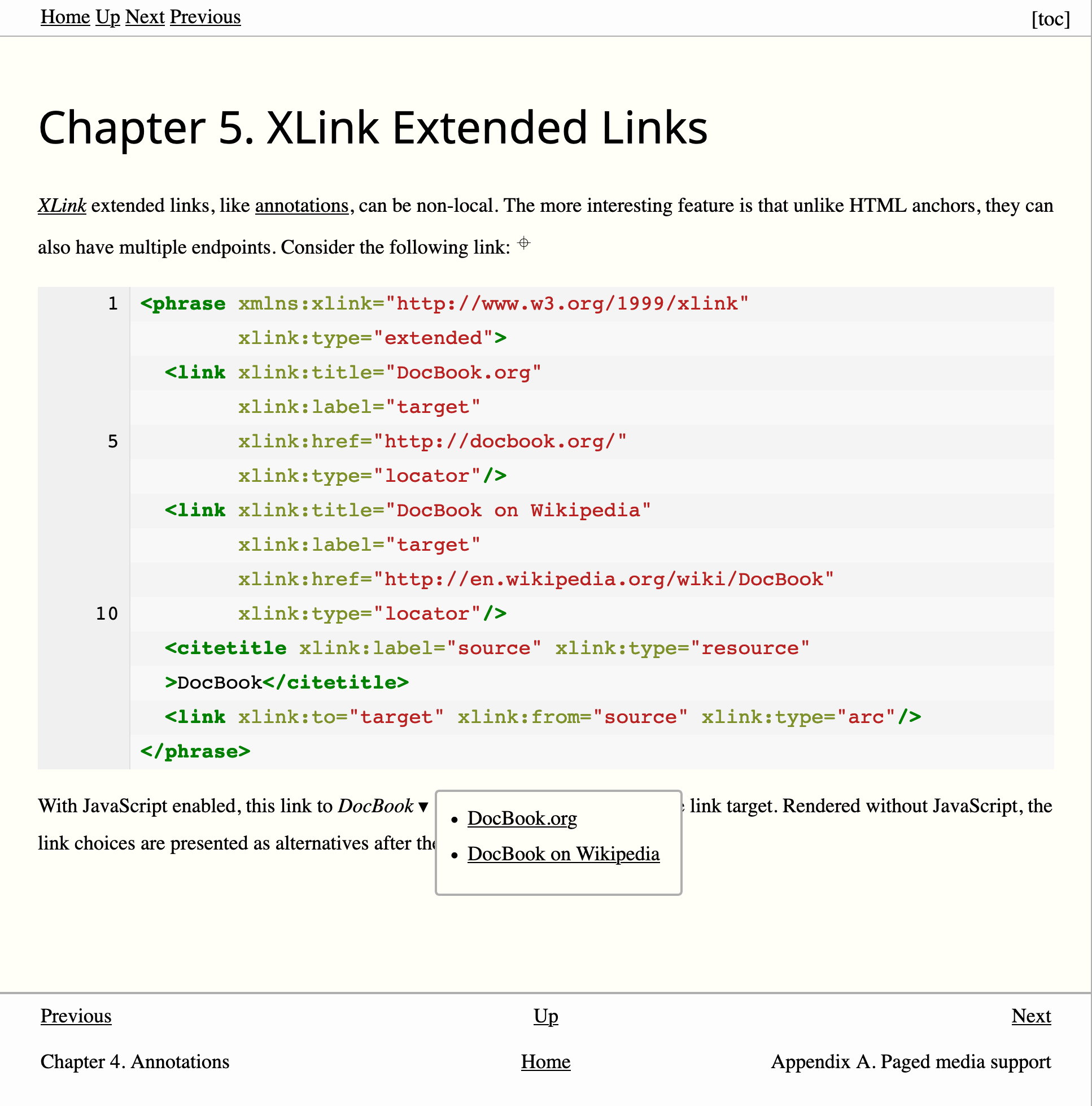 Screenshot of a rendered DocBook chapter.